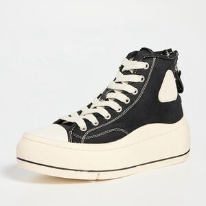R13 Black and Cream High-Top Sneakers